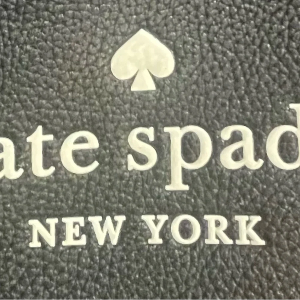 Kate Spade ELLA Mini Black Tote with Cream Logo and silver hardware.